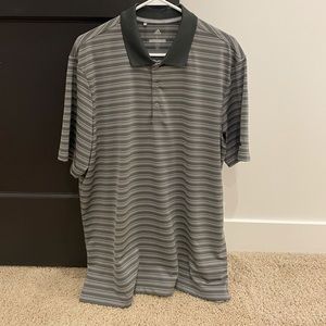Adidas gray striped golf shirt, size large